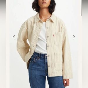 Women’s Levi’s Vintage Style Grandpa Chore Coat Size M Cream Beige Tan W…